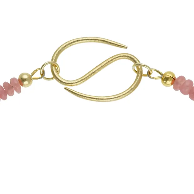 Atelierkette Rhodochrosit, Buttons, vergoldet, Unikat 001 | Marco Schreier
