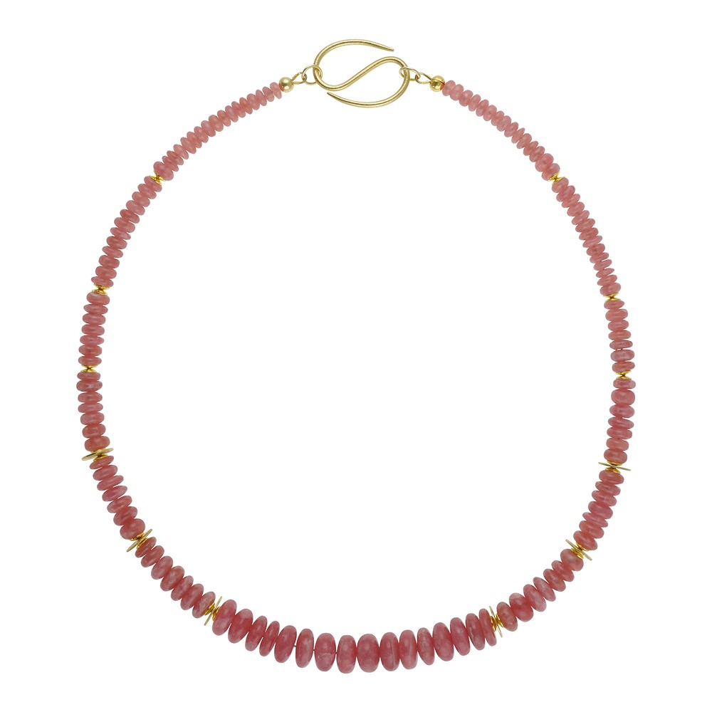 Collar estudio Rodocrosita, botones, chapado en oro, único 001 | Marco Schreier