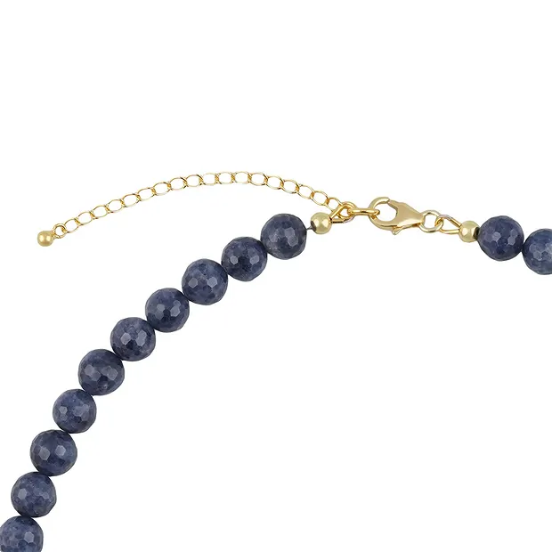 Atelier necklace Sapphire, faceted beads, gold-plated, unique 005 | Marco Schreier