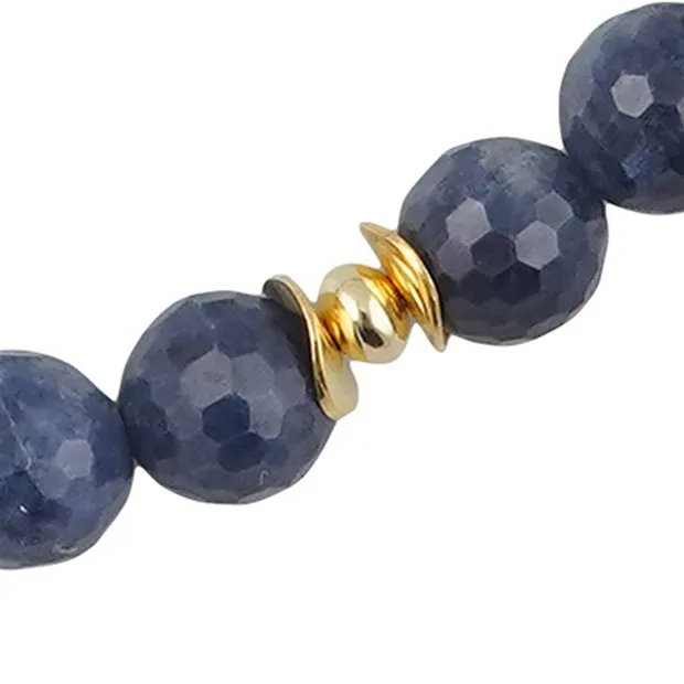 Atelier necklace Sapphire, faceted beads, gold-plated, unique 005 | Marco Schreier