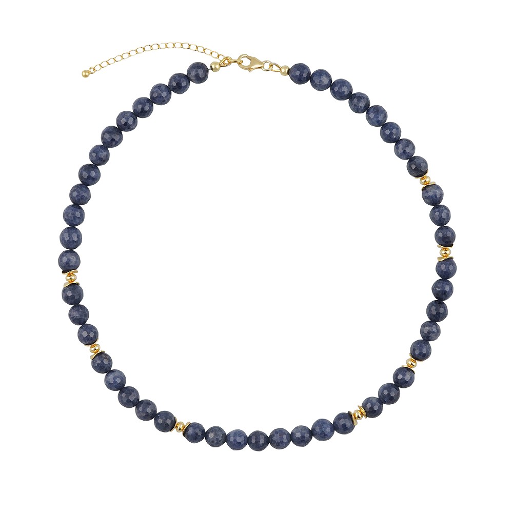 Atelier necklace Sapphire, faceted beads, gold-plated, unique 005 | Marco Schreier