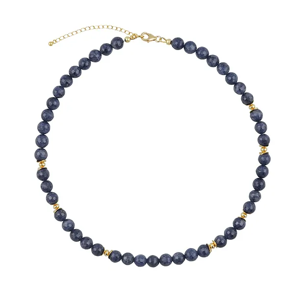 Atelier necklace Sapphire, faceted beads, gold-plated, unique 005 | Marco Schreier