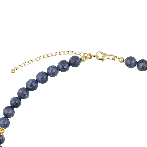 Atelier necklace Sapphire, faceted beads, gold-plated, unique 006 | Marco Schreier