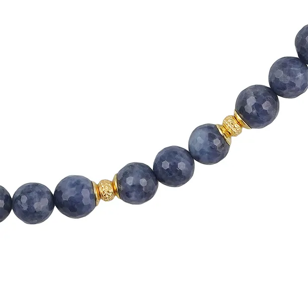 Atelier necklace Sapphire, faceted beads, gold-plated, unique 006 | Marco Schreier
