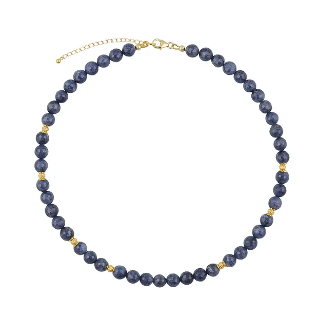 Collana Atelier Zaffiro, perle sfaccettate, placcato oro, unico 006 | Marco Schreier