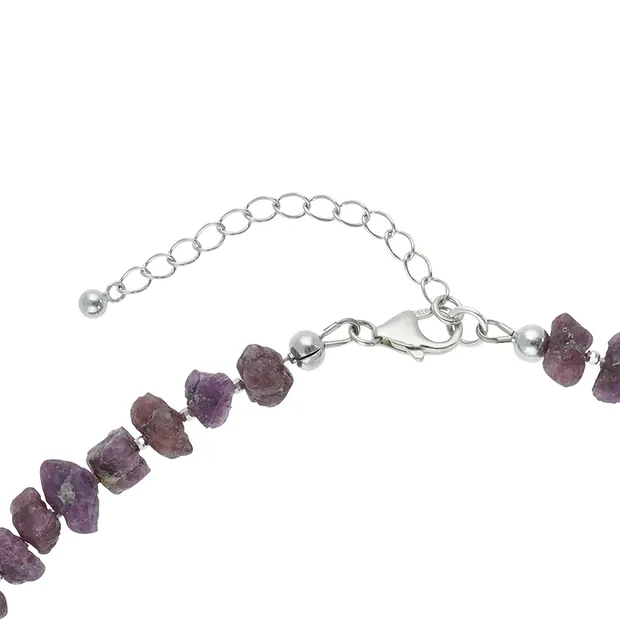 Atelierkette Spinell (rot), Rohkristalle, rhodiniert | Marco Schreier