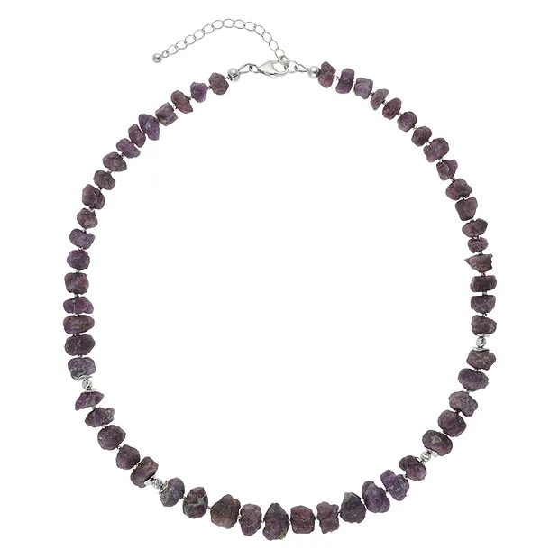 Atelierkette Spinell (rot), Rohkristalle, rhodiniert | Marco Schreier