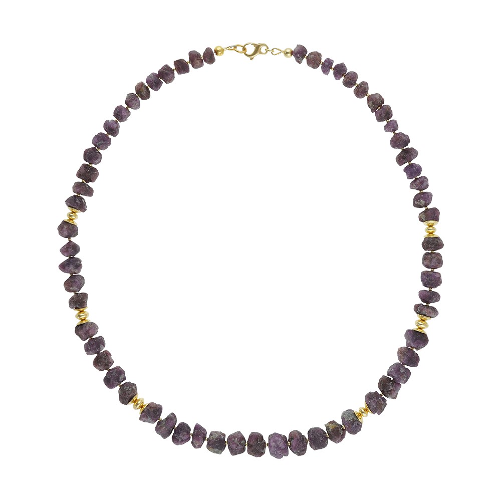 Atelierkette Spinell (rot), Rohkristalle, vergoldet, Unikat 004 | Marco Schreier