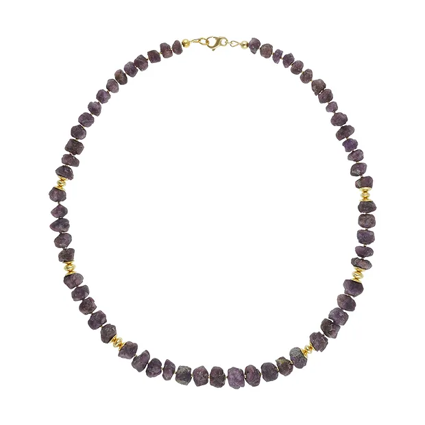 Atelierkette Spinell (rot), Rohkristalle, vergoldet, Unikat 004 | Marco Schreier