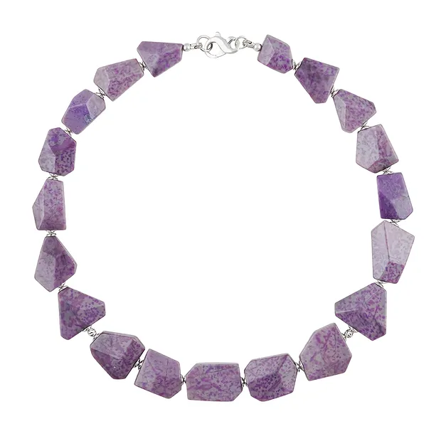 Collana studio di Sugilite, a forma libera, rodiata, unica 007 | Marco Schreier