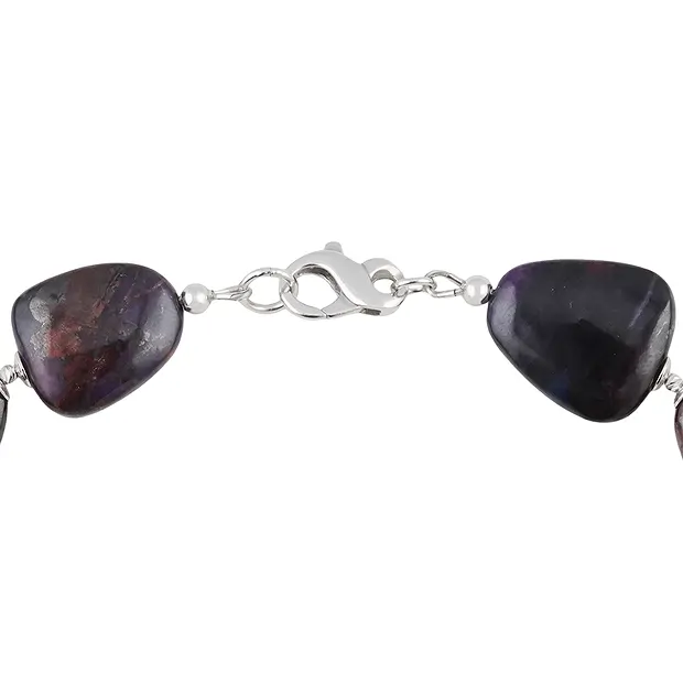 Atelierkette Sugilith, Freeform, rhodiniert, Unikat 008 | Marco Schreier