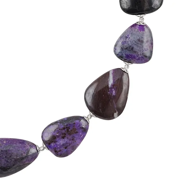 Chaîne d'atelier Sugilite, forme libre, rhodiée, Pièces uniques 008 | Marco Schreier