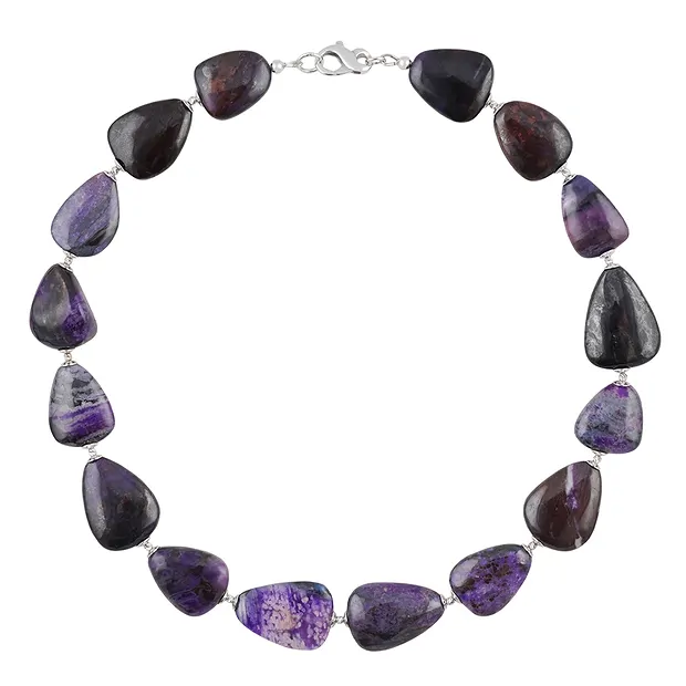 Collana da studio in Sugilite, a forma libera, rodiata, unica 008 | Marco Schreier