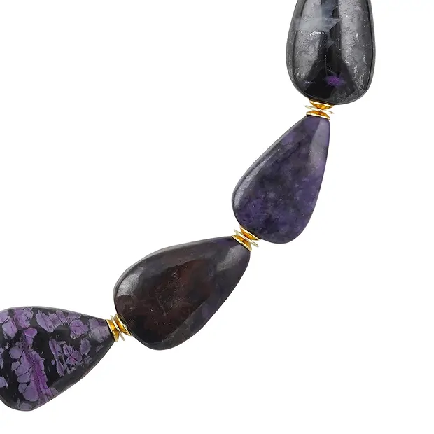 Collana da studio in Sugilite, goccia, rodiata, unico 010 | Marco Schreier