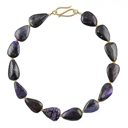 2822150010 Chaîne d'atelier Sugilite, goutte, rhodiée, Pièces uniques 010 | Marco Schreier