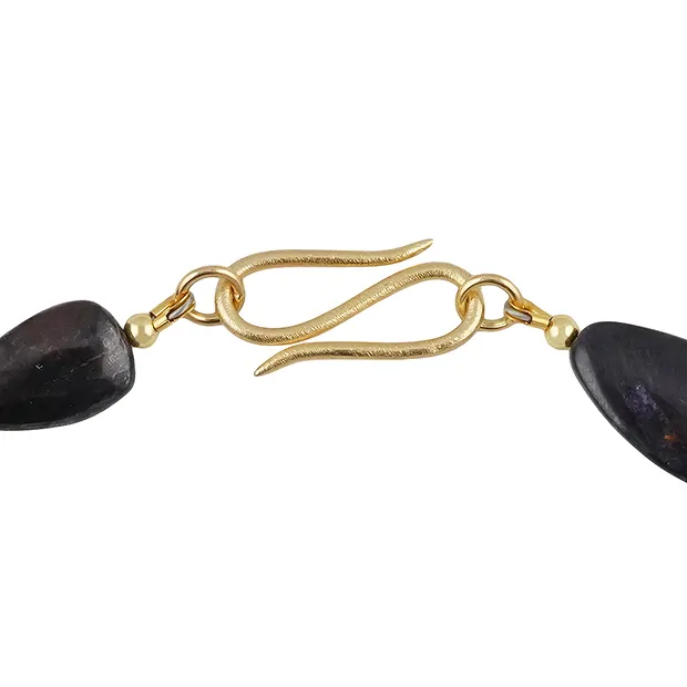 Sugilite studio necklace, freeform, gold-plated, unique 011 | Marco Schreier