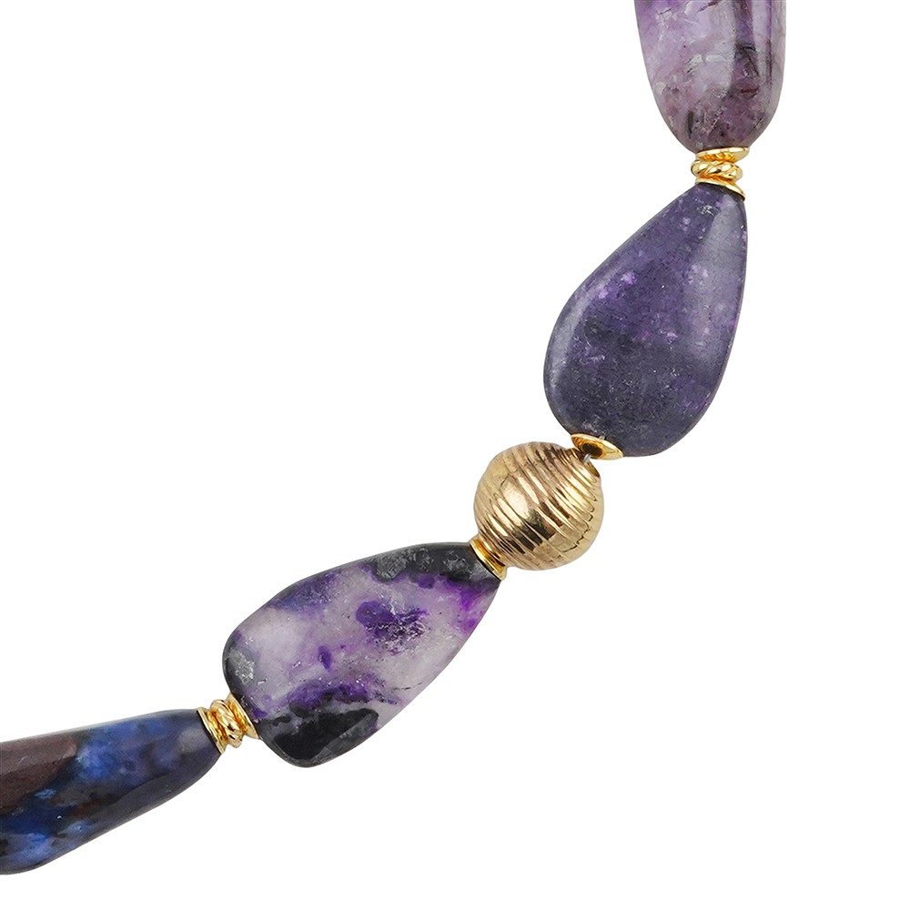 Sugilite studio necklace, freeform, gold-plated, unique 011 | Marco Schreier