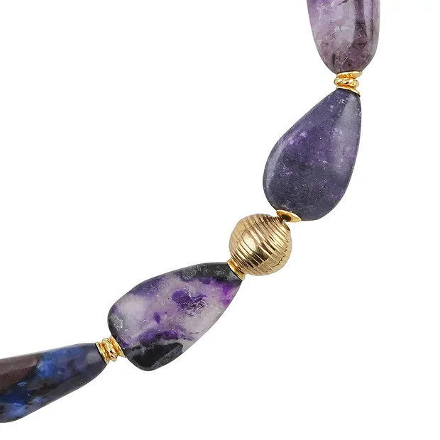 Chaîne d'atelier Sugilite, Freeform, doré, Pièces uniques 011 | Marco Schreier