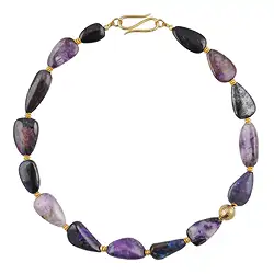 2822150011 Sugilite studio necklace, freeform, gold-plated, unique 011 | Marco Schreier
