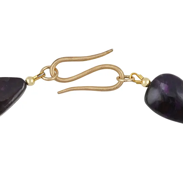 Atelier necklace Sugilite, drop, gold-plated, unique 012 | Marco Schreier