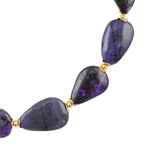 Atelier necklace Sugilite, drop, gold-plated, unique 012 | Marco Schreier