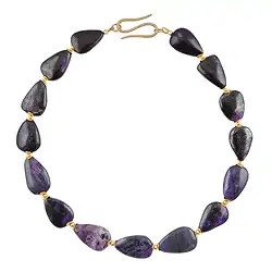 2822150012 Chaîne d'atelier Sugilite, goutte, doré, Pièces uniques 012 | Marco Schreier