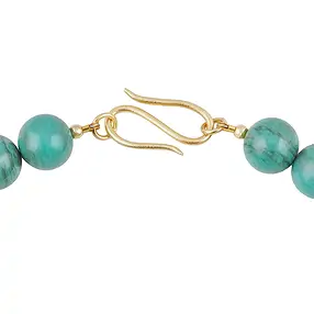Studio necklace Turquoise (stab.), beads, gold-plated, unique 001 | Marco Schreier