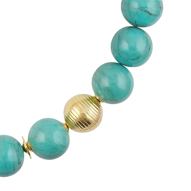 Atelier necklace Turquoise, beads, gold-plated, unique 001 | Marco Schreier