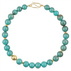 2822155001 Collar Atelier Turquesa, cuentas, chapado en oro, único 001 | Marco Schreier