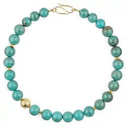 2822155001 Atelier necklace Turquoise, beads, gold-plated, unique 001 | Marco Schreier