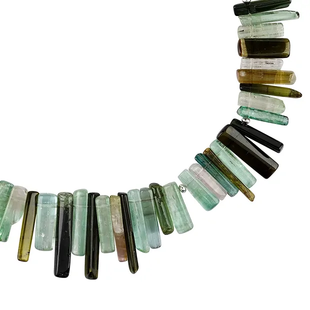 Chaîne Tourmaline (verte), bâtonnets (10 - 20mm), Pièces uniques 003 | Marco Schreier