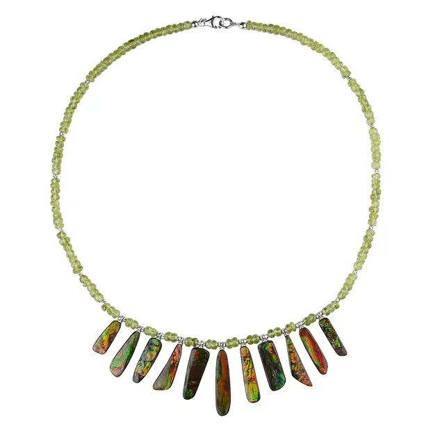 Collar Ammolita, Peridoto, botones facetados, único 003 | Marco Schreier