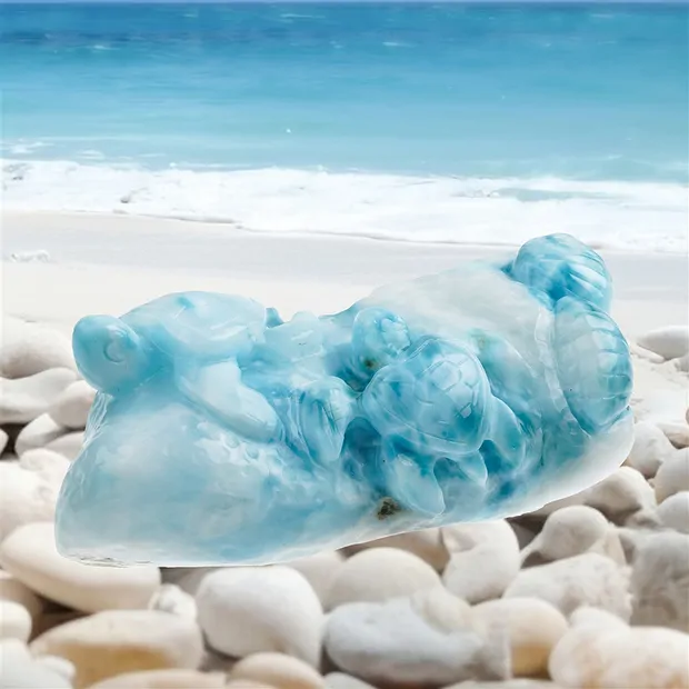 Gravur Larimar Schildkröten, 9,0 x 4,0cm, Unikat 013 | Marco Schreier