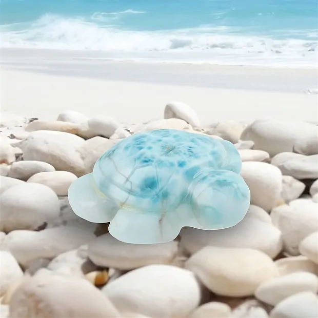 Gravur Larimar Schildkröte, 4,2 x 2,0cm, Unikat 100 | Marco Schreier