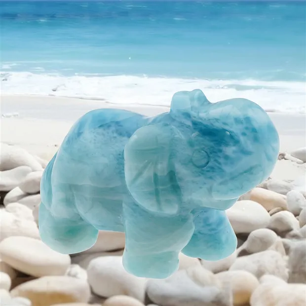 Gravur Larimar Elefant, 3,9 x 2,7cm | Schreier Edelsteine, Heilsteine & Schmuck
