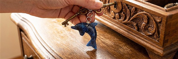 Stein-Schlüsselanhänger Delfin | Großhändler Edelsteine, Heilsteine & Schmuck