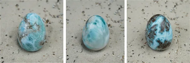 Eier aus Larimar und anderen Edelsteinen | GH Edelsteine, Heilsteine & Schmuck