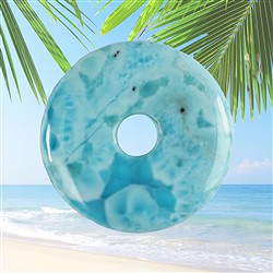 Pezzi di pietra forata e ciambelle Larimar | grossista gemme e pietre curative