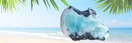 One side polished piece, engravings, obelisk Larimar | Marco Schreier