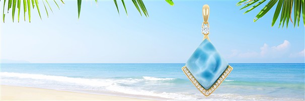 Larimar jewelry Gold 375 | wholesaler - gems, precious & healing stones, jewelry