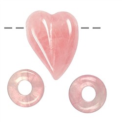 drilled hearts & donuts Rose Quartz | wholesaler gems, healing stones & jewelry