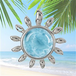 Larimar pendant with animals and symbols | wholesaler gems & healing stones