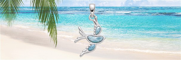 Larimar pendant with animals and symbols | wholesaler gems &amp; healing stones