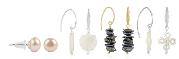 Earrings with pearl and Mother of Pearl | wholesaler gems & healing stones