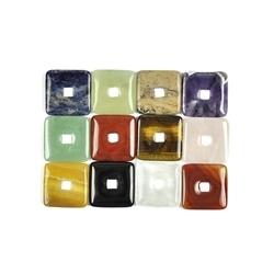 0400090139 12 mixed donuts, square, 30mm | minerals trade - gems, healing stones & jewelry