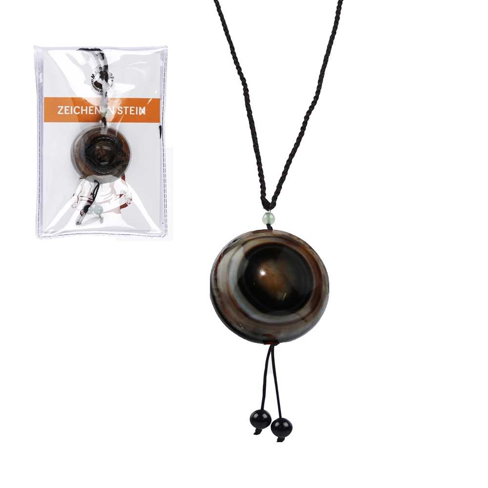 Amulet Shiva's Eye smooth, with insert in pouch