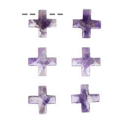 0401293830 Cross amethyst drilled, 3cm (6pcs/dl) | wholesale gems, healing stones & jewelry