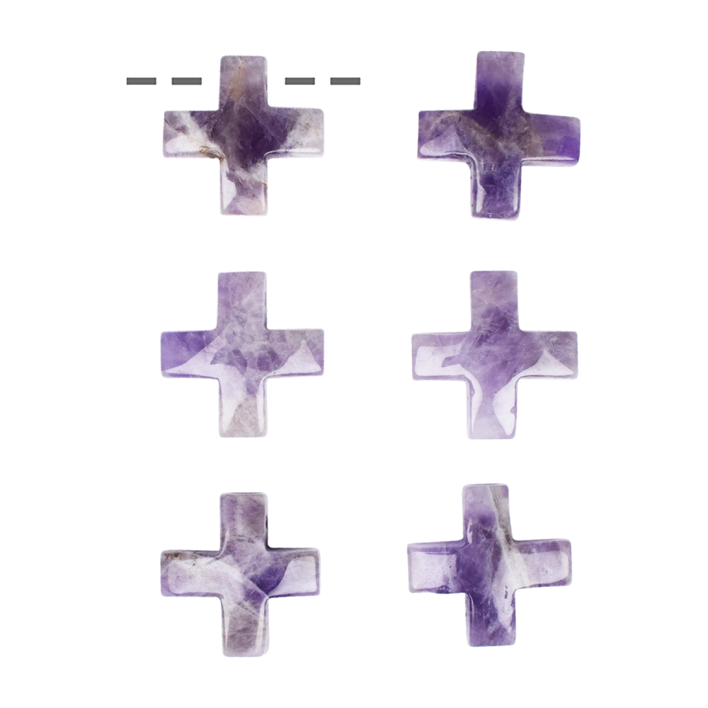 Croix améthyste percée, 3cm (6 pcs/unité)