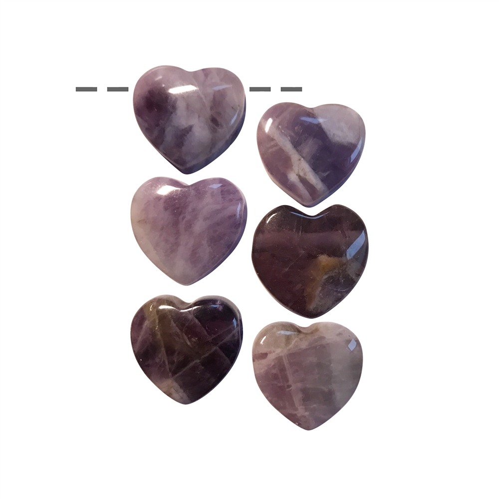 Heart amethyst drilled, 15mm