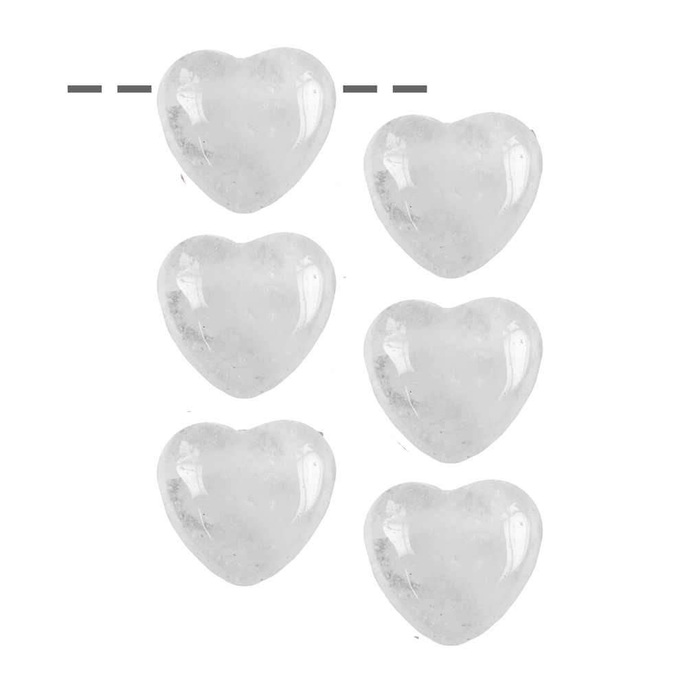 Cristal de roche percé en forme de coeur, 3,0cm